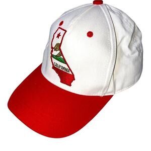 California Republic Bear Star Logo white/Red Baseball Adjustable Strap…